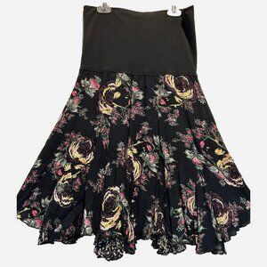 Nwot CABI floral reversible rayon flared knit band SKIRT S